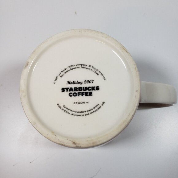 Starbucks Coffee Mug Holiday 2007 Peppermint/Snowflake Red Pink 10oz EXCELLENT!! - Picture 5 of 5